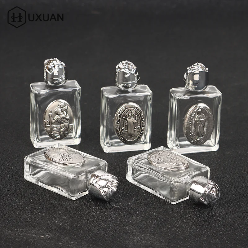 12 Types Of Glass Holy Water Jesus Bottle Religious Cross Bottle Christian Virgin Sculpture Bottle Refillable Holy Water Bottle