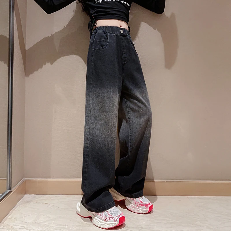 بنطال جينز بناتي ربيع خريف جديد بسيط عصري متدرج متعدد الاستخدامات 2025