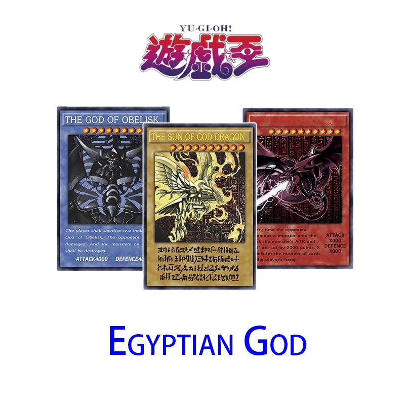 

Diy 3Pcs/set Yu-Gi-Oh! Board Game Card Homemade Egyptian God Anime Characters Bronzing Collection Card Kids Toys Christmas Gift