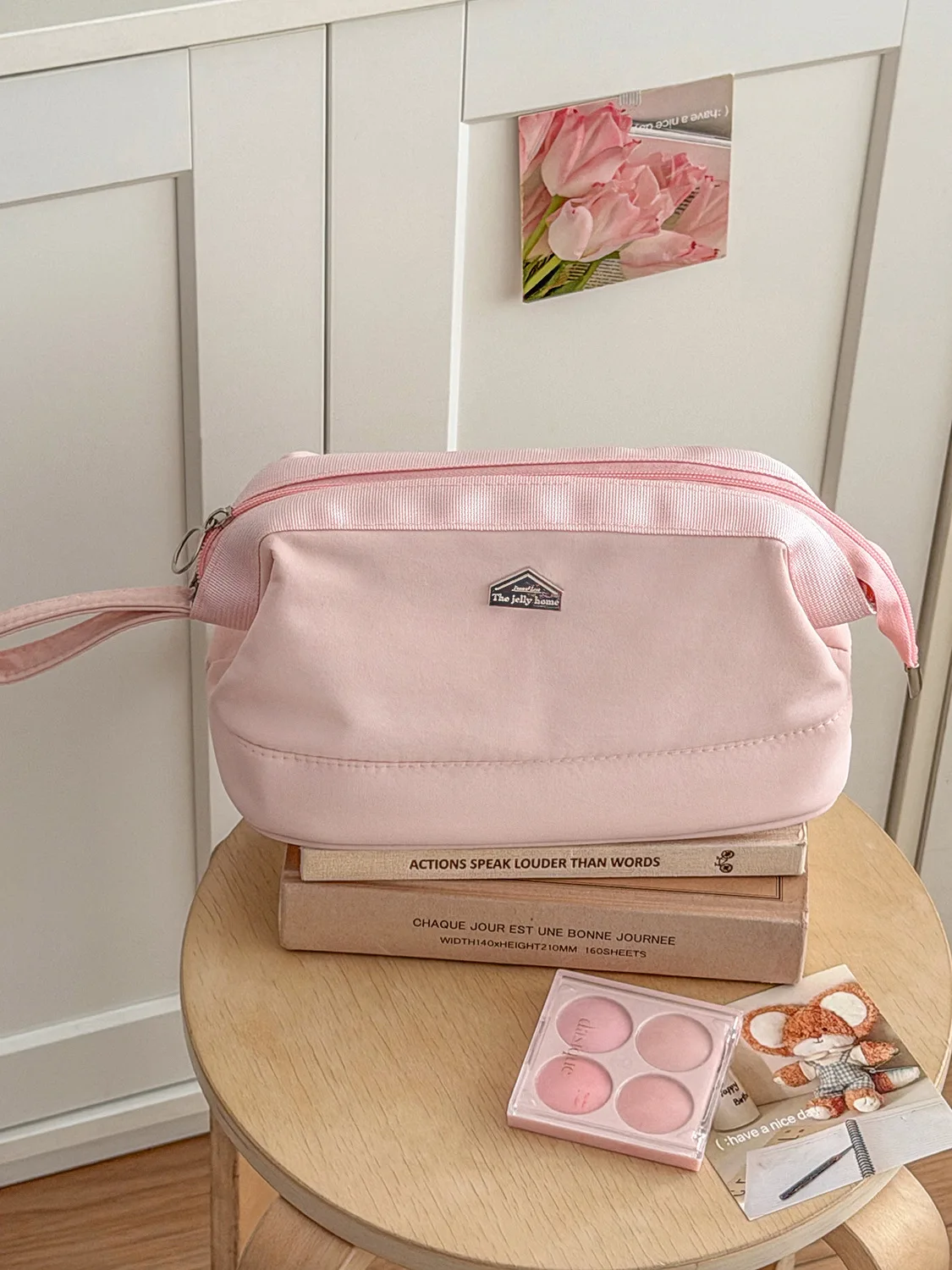 YT Large Capacity Wide-Opening Makeup Bag, Simple and Stylish, Partitioned Design, Cosmetic Storage Bag, Toiletry Bag