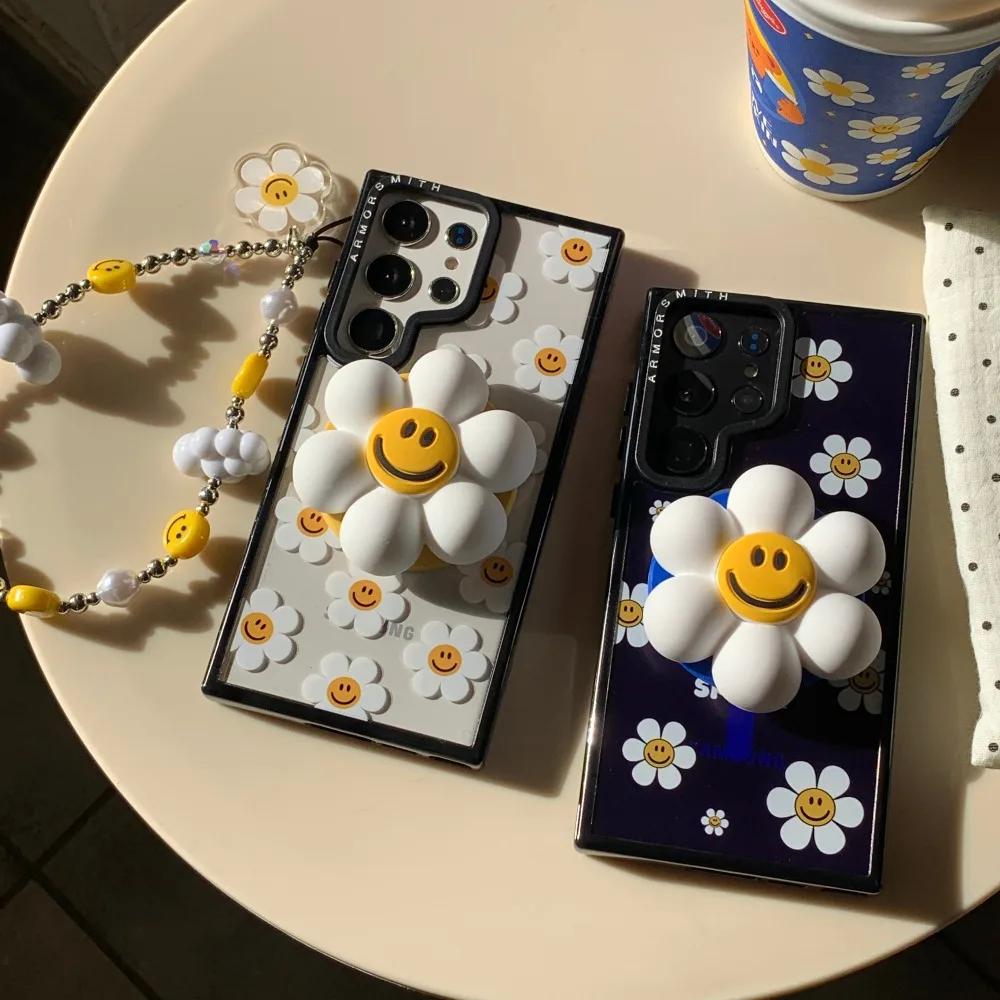 عباد الشمس المبتسم مناسبة لحافظة الهاتف Samsung S25 Plus/24 Ultra S24 Plus/23/حافظة واقية إبداعية لطيفة مضادة للسقوط #3