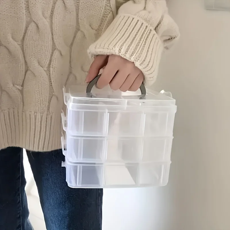 3-lagige transparente Aufbewahrungsbox mit 18 Fächern, Schmuck- und Spielzeug-Aufbewahrungsbox, geeignet für die Küche, Schmuck-Organizer – Detail 3