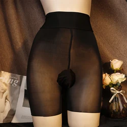 Männer Sissy Boxer Frauen ultra dünne schiere glänzende Stämme Elastizität Strumpfhosen Männer Bugle Pouch Unterwäsche Nylon Strumpfhose Unterhose