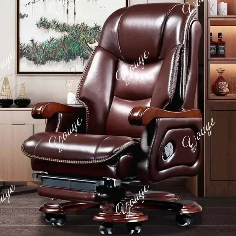 

P A63 Leather Wheel Office Chair Support Design Relax Modern Massage Chair Chaise Mobile Comfy Luxury Silla Oficina Office Furni