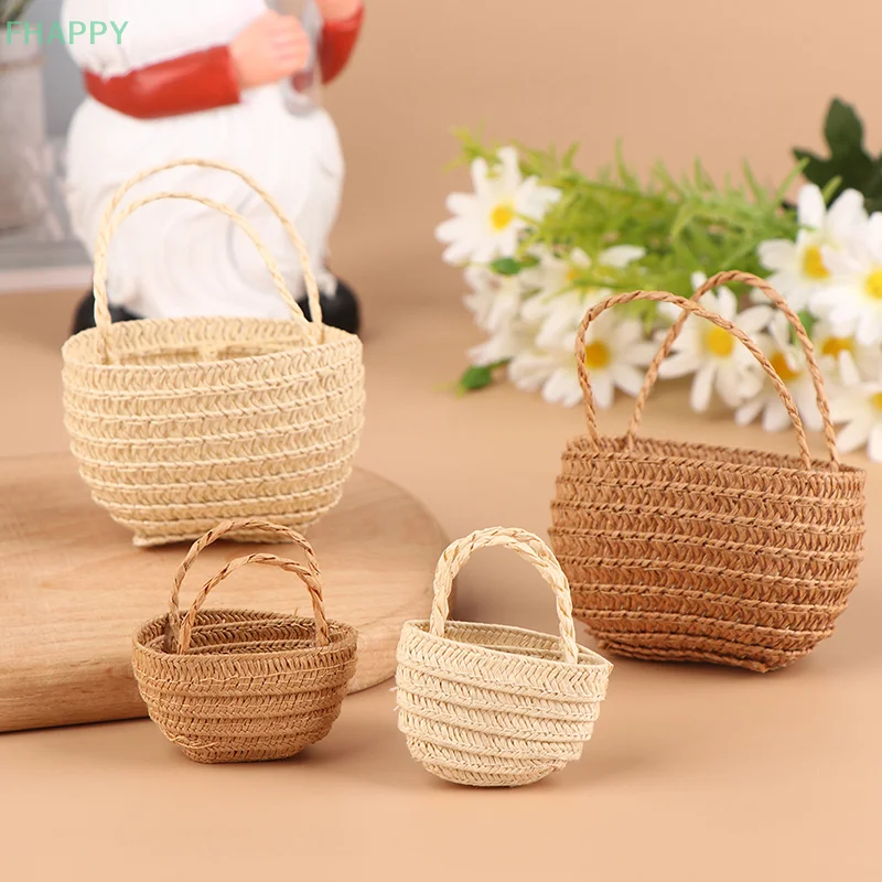 Dollhouse Miniature Decor Fashion Shopping Straw bag Shoulder Bags Messenger Bag Shopping Bag