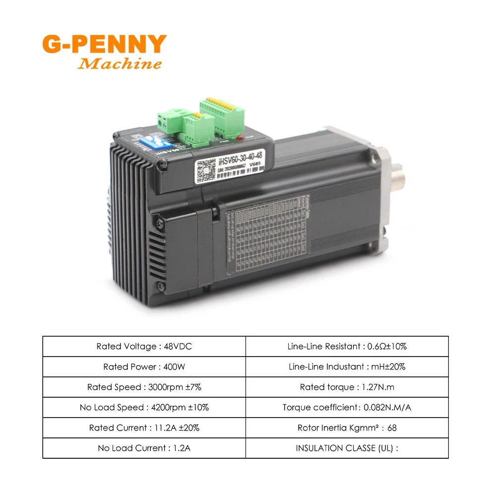 G-Penny 400W JMC 3000rpm الإصدار-6 محرك سيرفو مع سائق 1.27N.m محرك سيرفو صغير وسائق