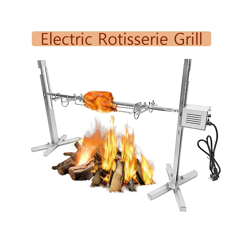 

HomeWise Camping BBQ Bracket Kit Electric Barbecue Grill Automatic Rotating Grill Rotisserie Loading 40kgs Stainless Steel