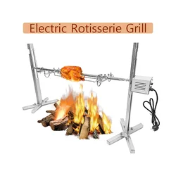 HomeWise Camping BBQ Bracket Kit Electric Barbecue Grill Automatic Rotating Grill Rotisserie Loading 40kgs Stainless Steel