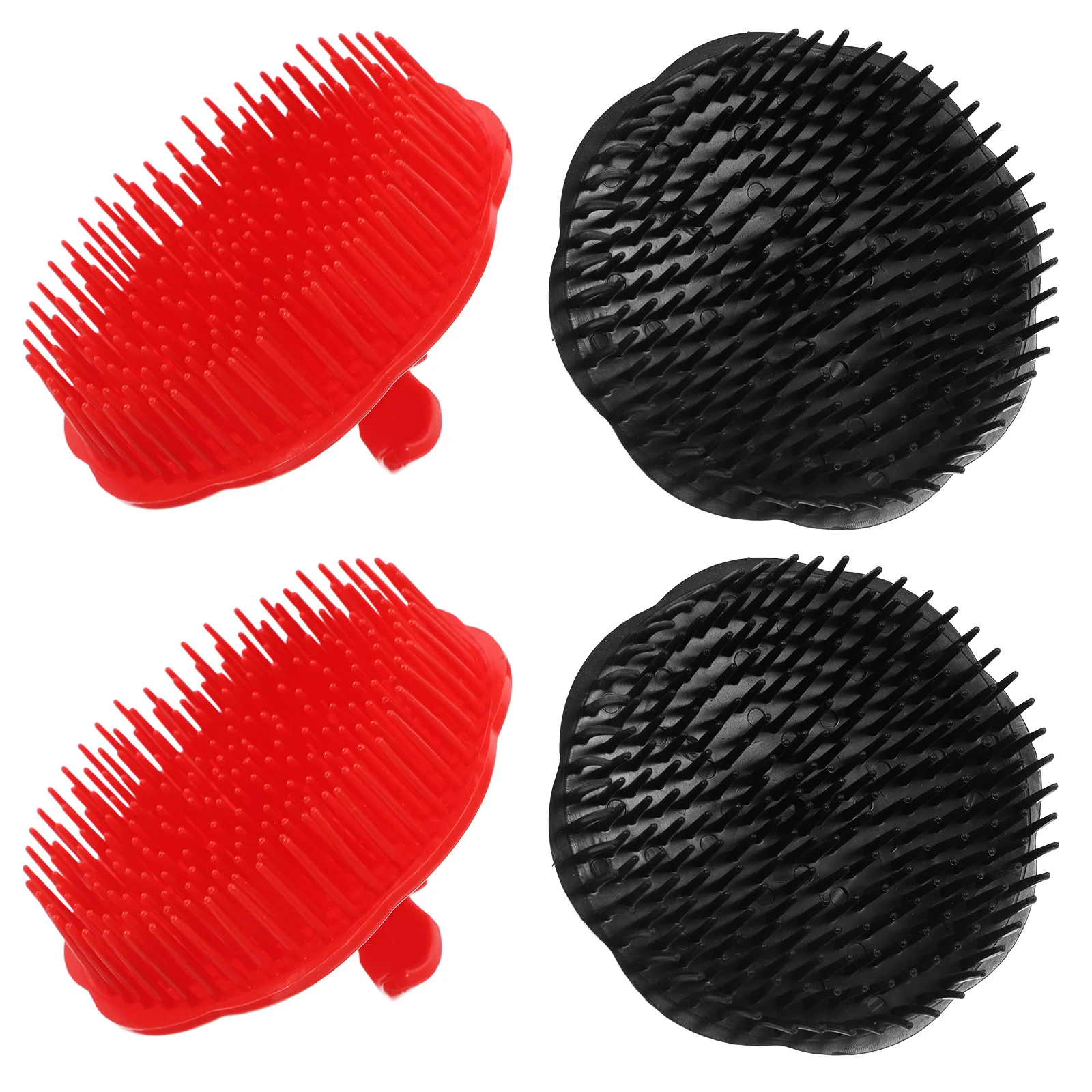 

4 шт., круглая щетка для массажа волос, мягкий пластик, массажер для кожи головы, скруббер для душа, шампунь, отшелушивающая щетка для распутывания волос
