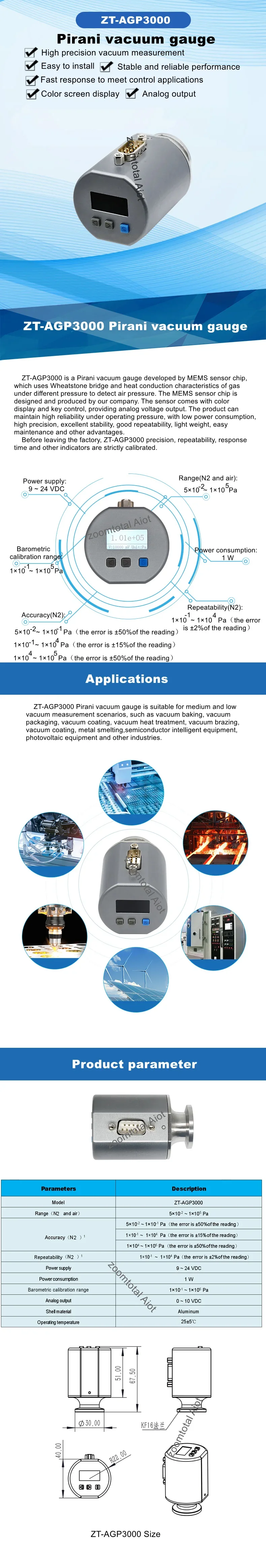 before leaving factory strictly calibrated analog color screen display Pirani vacuum gauge high precision vacuum measurement