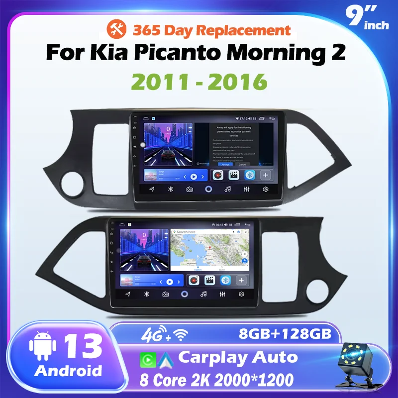 

Android Car Radio Multimedia Player For KIA PICANTO Morning 2011 - 2016RHD Carplay Auto Smart Systems Car Stereo GPS Navigation