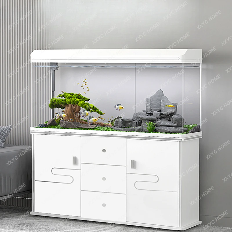 Small and Medium Fish Tank Aquarium Lazy Household Living Room Change Water Ecological Fish Tank Large Glass Fish Globe