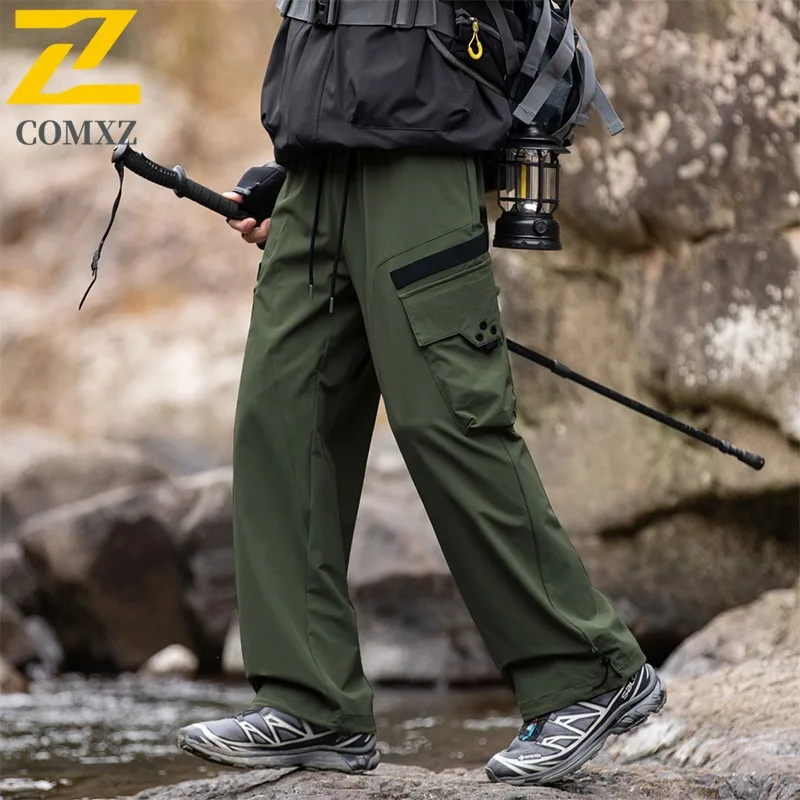 

2025Men Quick-Dry Work Pants Spring Summer Waterproof American Style Softshell Outdoor Camping Fishing Windproof Casual Trousers