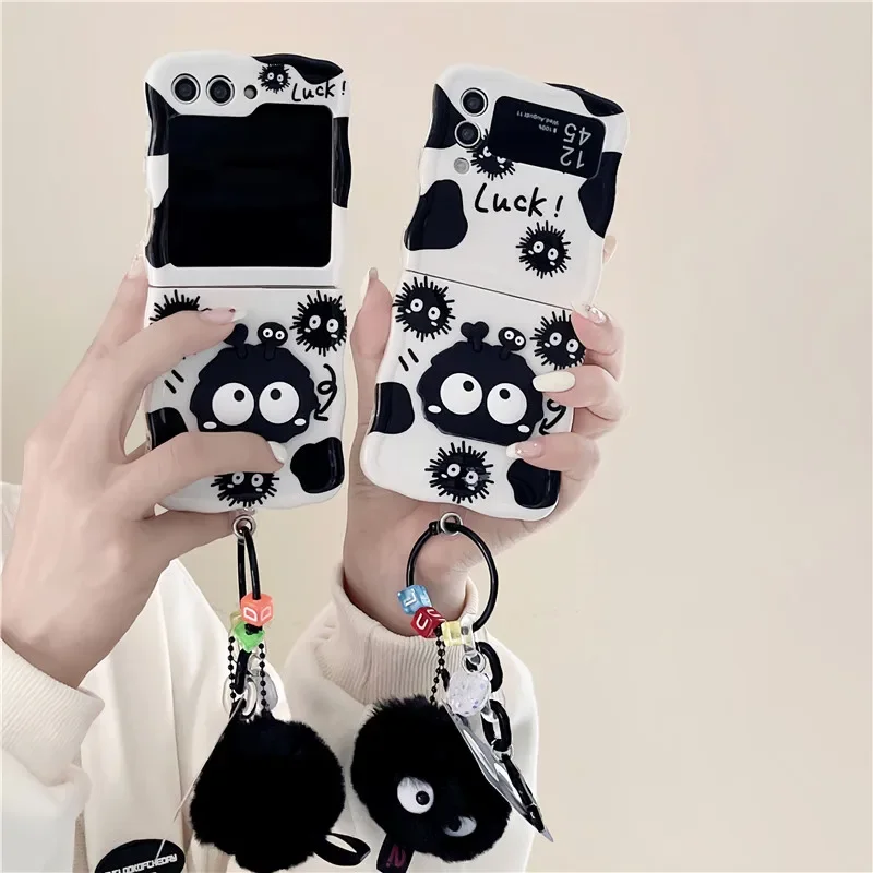 Phone Case For Samsung Galaxy Z Flip 3 4 5 5G Cute Cartoon Pendant Shockproof Back Cover For Samsung Z Flip3 Flip4 ZFlip5