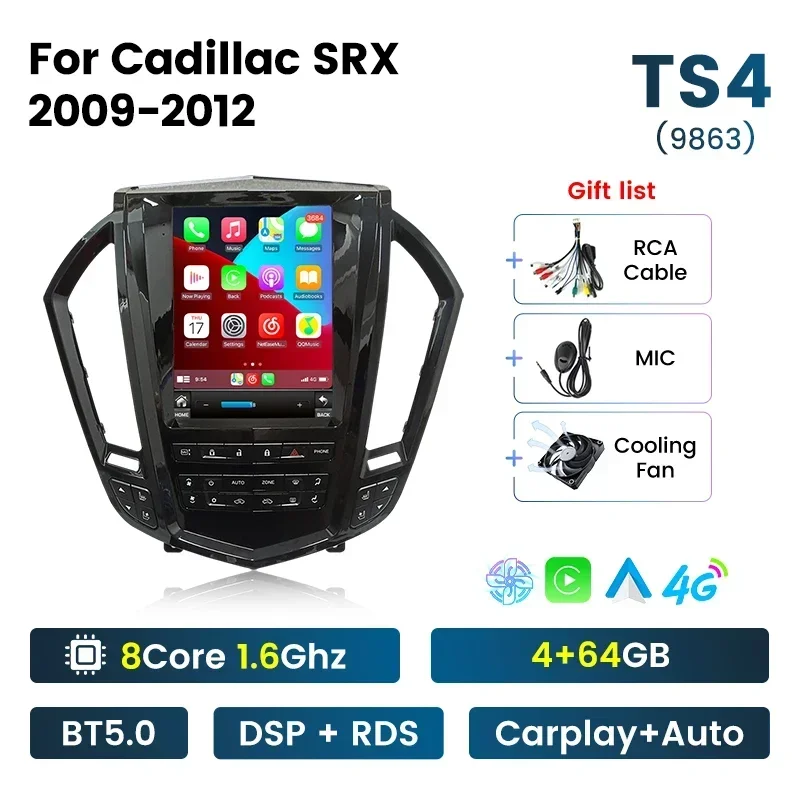 NaviFly Tesla Android System 1024*768 360 cámara de coche para Cadillac SRX 2009-2012 con 4G LTE Wifi