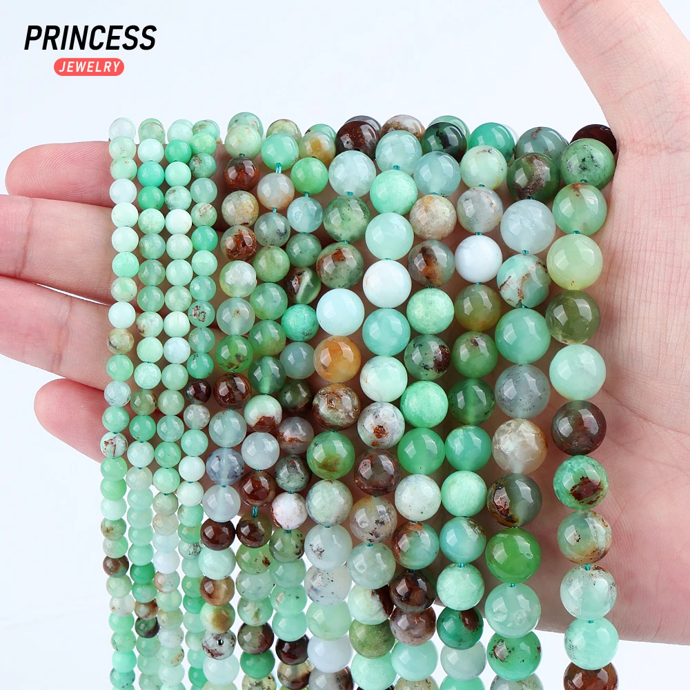 Perles Naturelles de Chrysoprase d\'Australie pour Bijoux de 4, 6, 8 et 10mm, Accessoires de Bricolage pour Bracelets, Boucles d\'Oreilles et