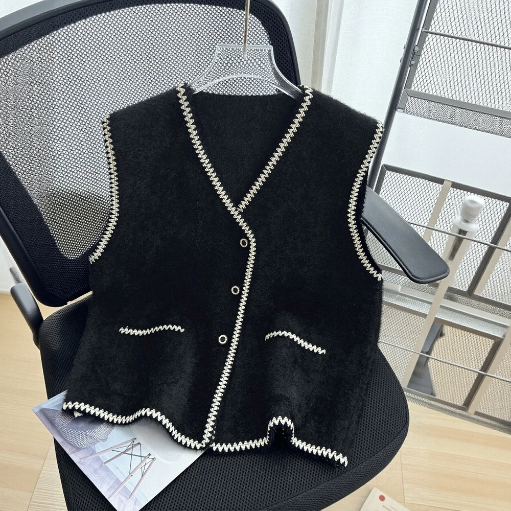 

Business Commute Style Long Sleeve Round Neck Sweater Fitted Design Straight Sleeve No Decoration Fashionable Women's Top