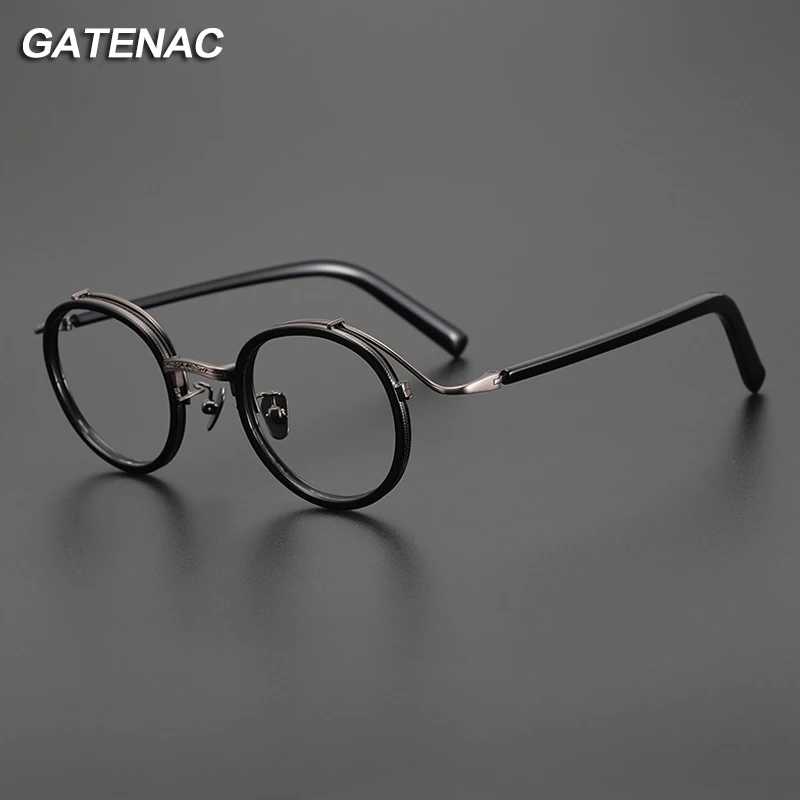 Vintage Acetate Glasses Frame Men Round Luxury Designer Handmade High Quality Eyeglasses Frame Women Retro Korean Brand Eyewear