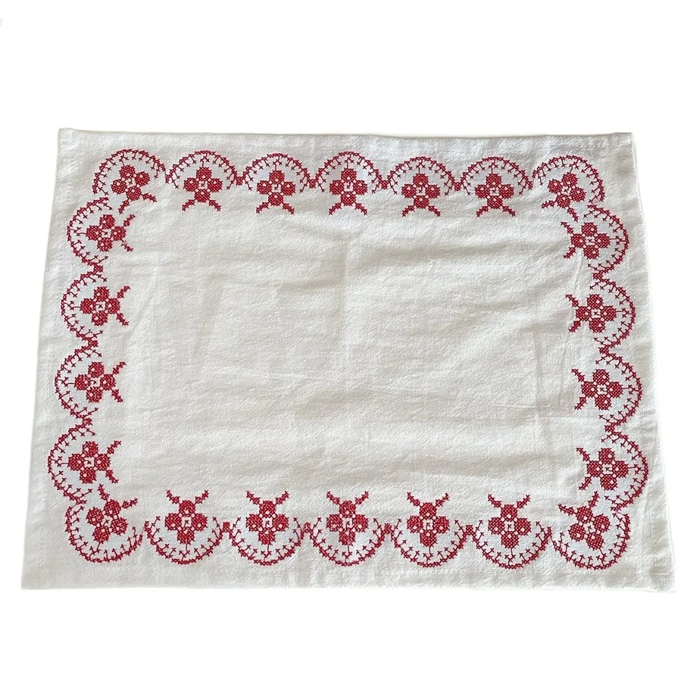 القطن الخالص الرجعية التطريز وجبة حصيرة مربع 29*37 سنتيمتر الجدول منديل رائعة مريحة سطح المكتب الديكور حصيرة الغذاء التصوير #1