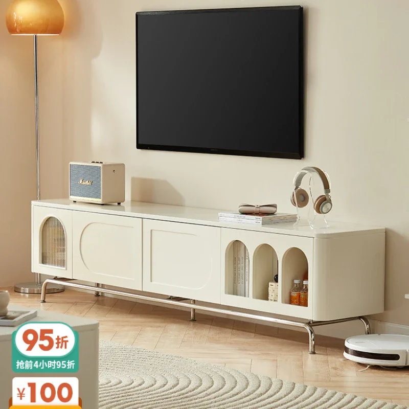 

French cream style TV cabinet, vintage floor cabinet, coffee table, combination TV cabinet, floor-to-ceiling small living