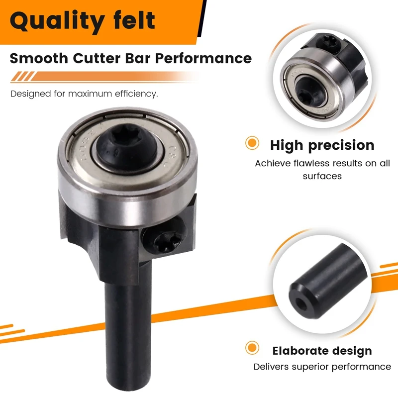 ABKJ-8Mm Double Edge Milling Cutter With Bearing Flush Trim Router Bit For Woodworking Hand Making Drawer Tool 8X22x12mm
