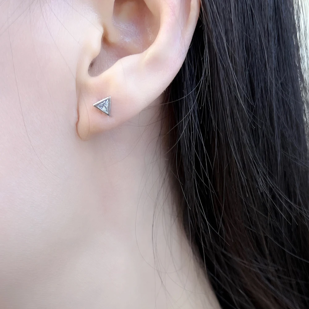 Triangle White Stud Earrings,Europe Style Glam Fashion Good Jewerly For Women Gift In 925 Sterling Silver,Super Deals