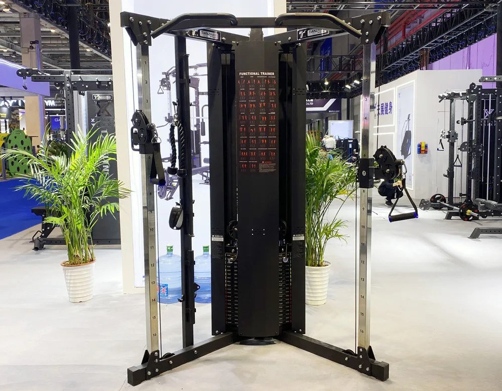 معدات الصالة الرياضية التجارية نظام بكرة مزدوج قابل للتعديل مدرب وظيفي مدرب صالة الألعاب الرياضية المتكامل كابل محطات متعددة كروس