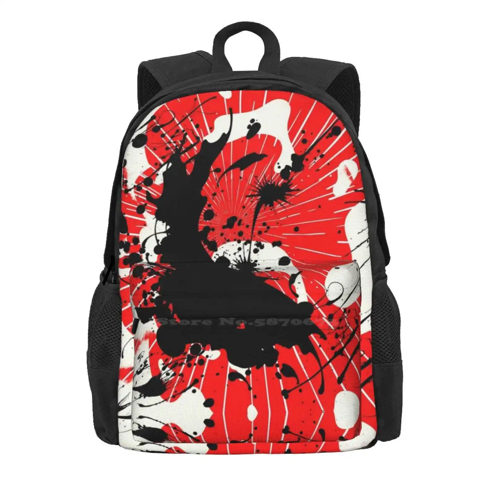 Red Black Splash Patterns Backpacks For School Teenagers Girls Travel Bags Patterns Abstract Colorful Beautiful Color Splash