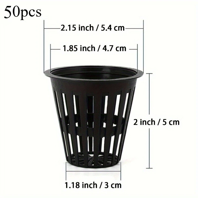 50pcs 2 Inches Net Pots for Hydroponics Heavy Duty Reusable for Tower Gardens