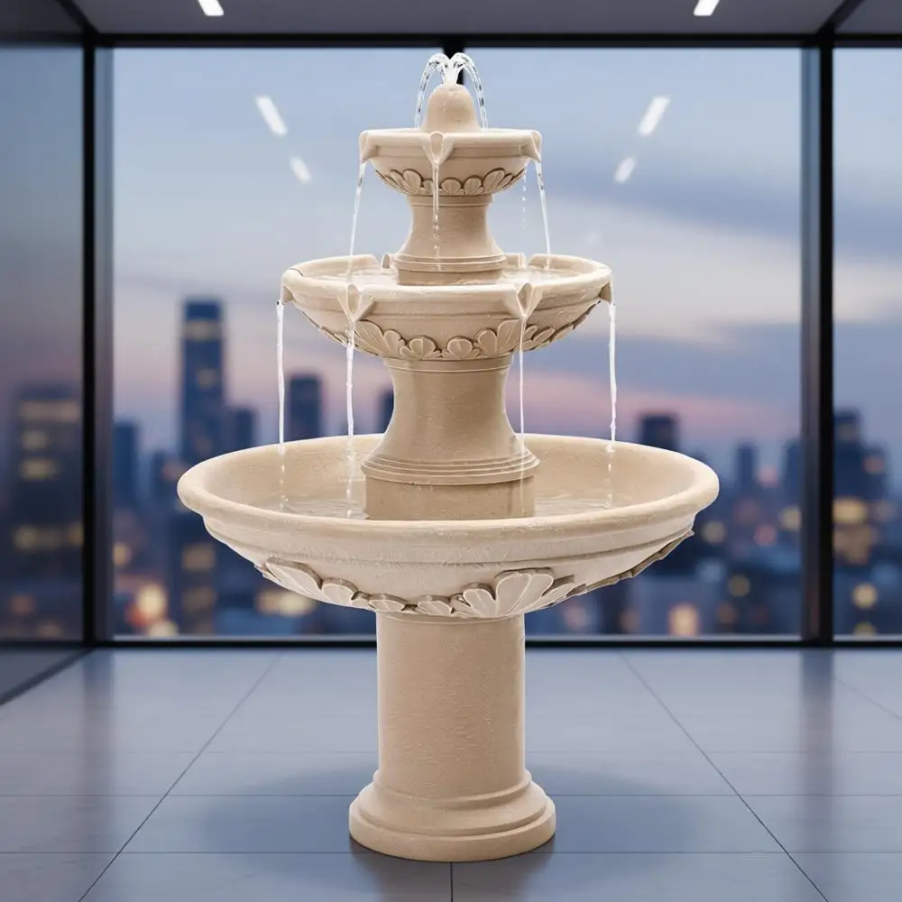 

Italian Outdoor Water Fountain, 48.4" H Bubbler Garden Waterfalls Fountains, 3 Tiered Roman Pillar Floor Water Fountain for Indo