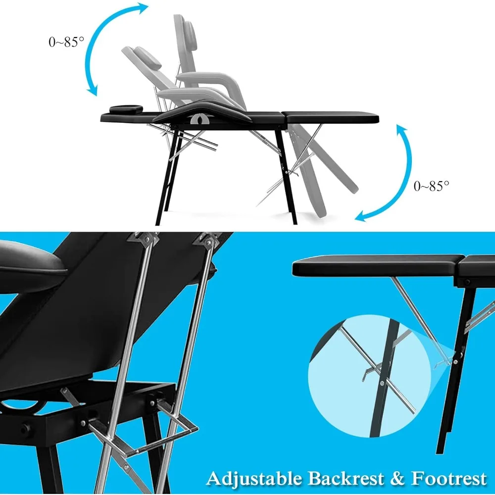 كرسي وشم محمول، طاولة تدليك قابلة للطي، سرير للوجه، كرسي سبا احترافي مع حقيبة حمل، سرير تجميل قابل للتعديل f #5