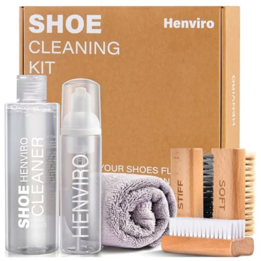 

Shoe Cleaner Kit for Sneaker - 8.5 Oz Shoe Cleaning Kit with Shoe Brushes and Towel, White Shoe Sneaker Cleaner Kit, Suede Shoe
