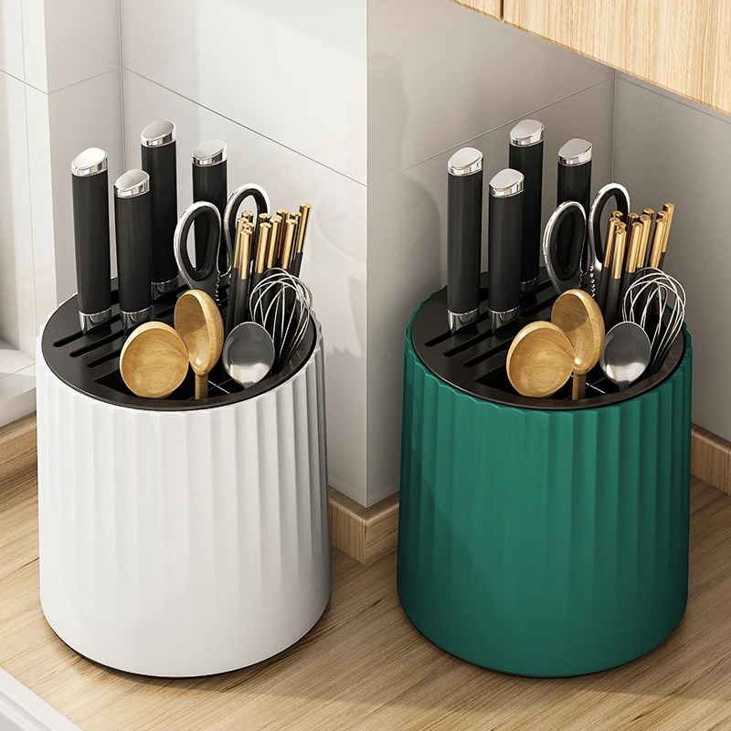 Kitchen rotary knife holder storage rack multifunctional chopsticks tube integrated storage box for household use