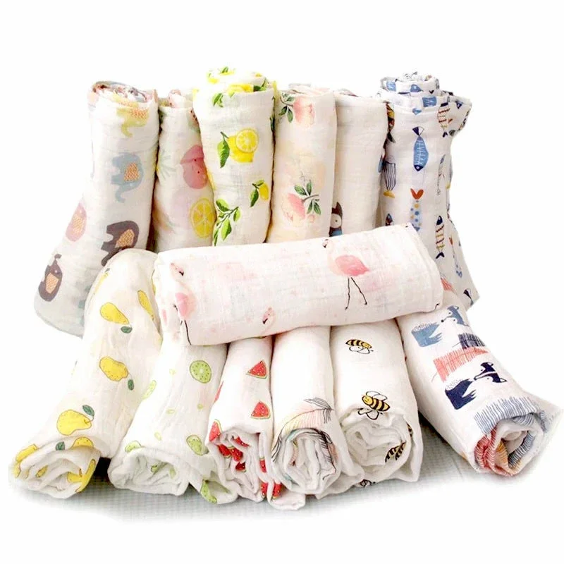 

Organic Cotton Swaddle Blanket Flamingo Print Muslin Baby Blankets Infant Swaddle Towel For Newborns Baby Wrap Kids Bed Sheet