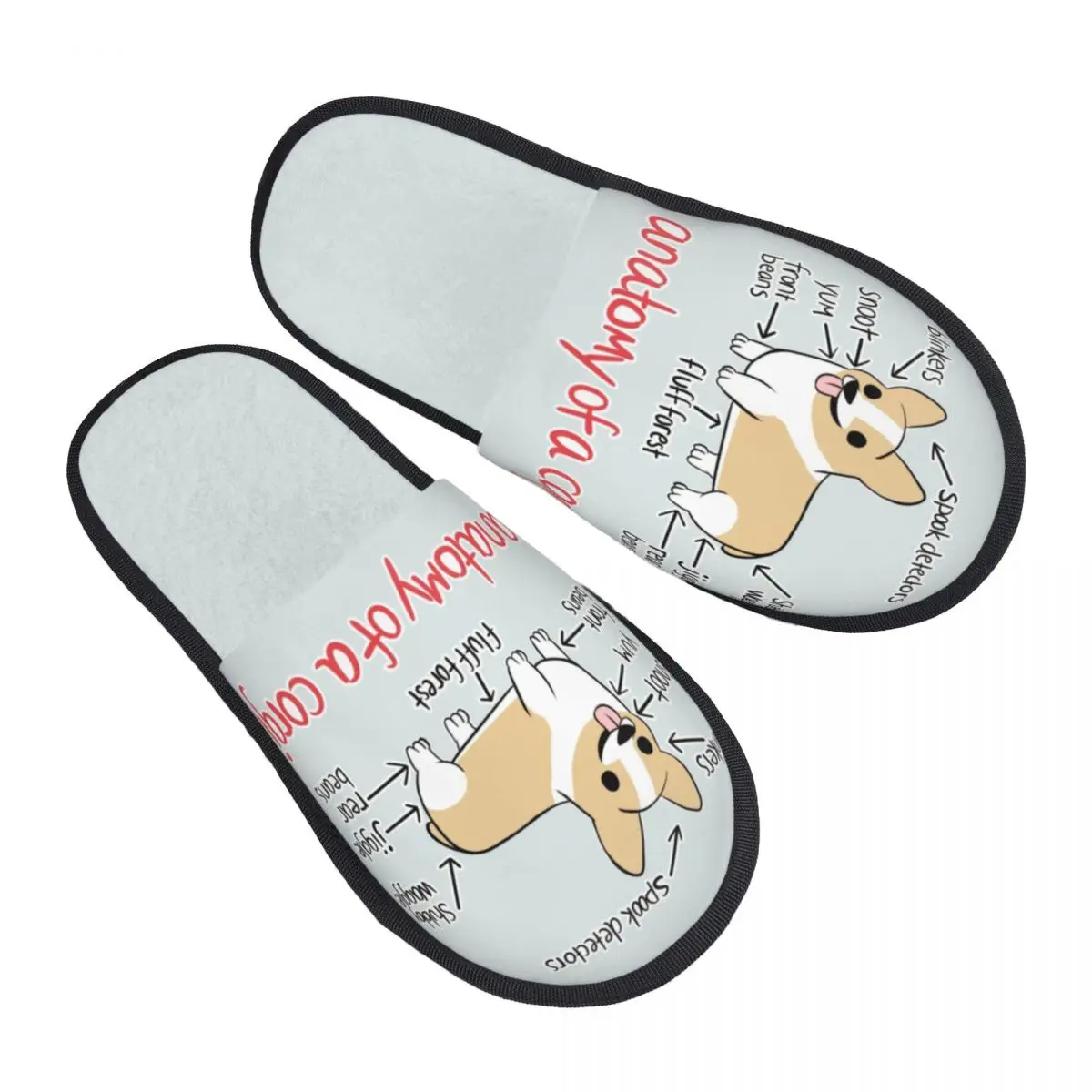 Custom Anatomy Of A Corgi Comfy Scuff Memory Foam Slippers Women Pembroke Welsh Corgi Dog Spa House Shoes