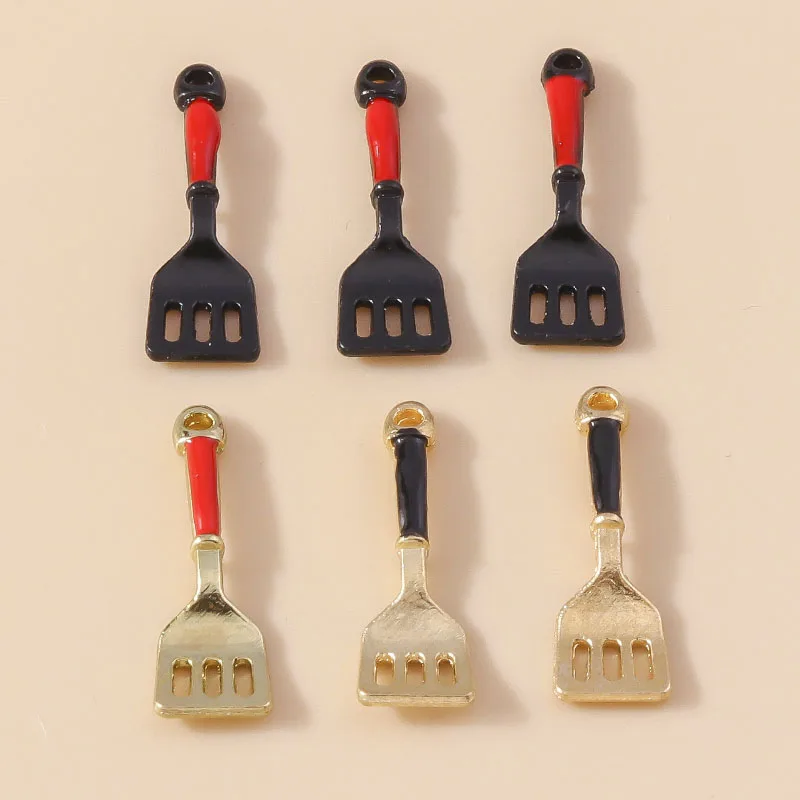 Leslie 10 Stück niedliche Emaille-Anhänger in Form von Spateln und Spiegeleierchen für Armbänder, Halsketten, Ohrringe, handgefertigte Schmuckstücke – Detail 8