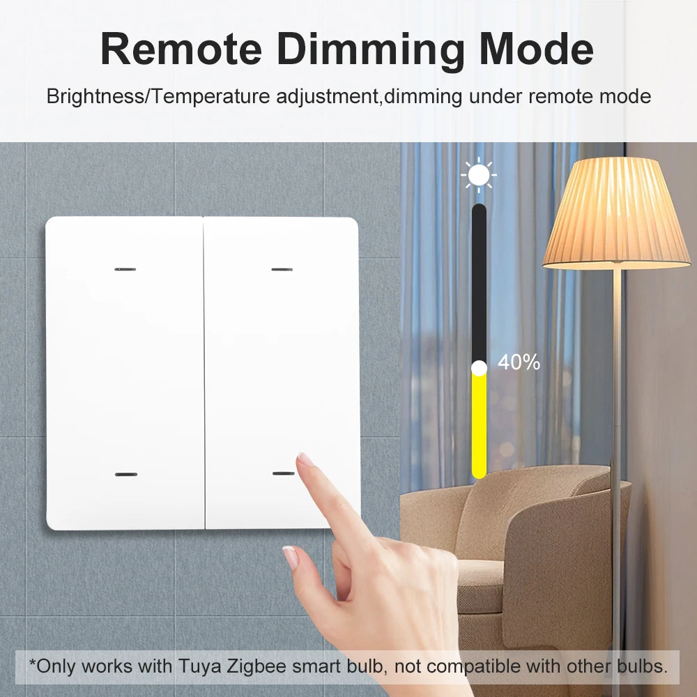 Tuya ZigBee APP Smart Wireless Scene Switch 1/2/3/4-Gang Automation Push Button with Remote Control Smart Home Scene Self-adhesi