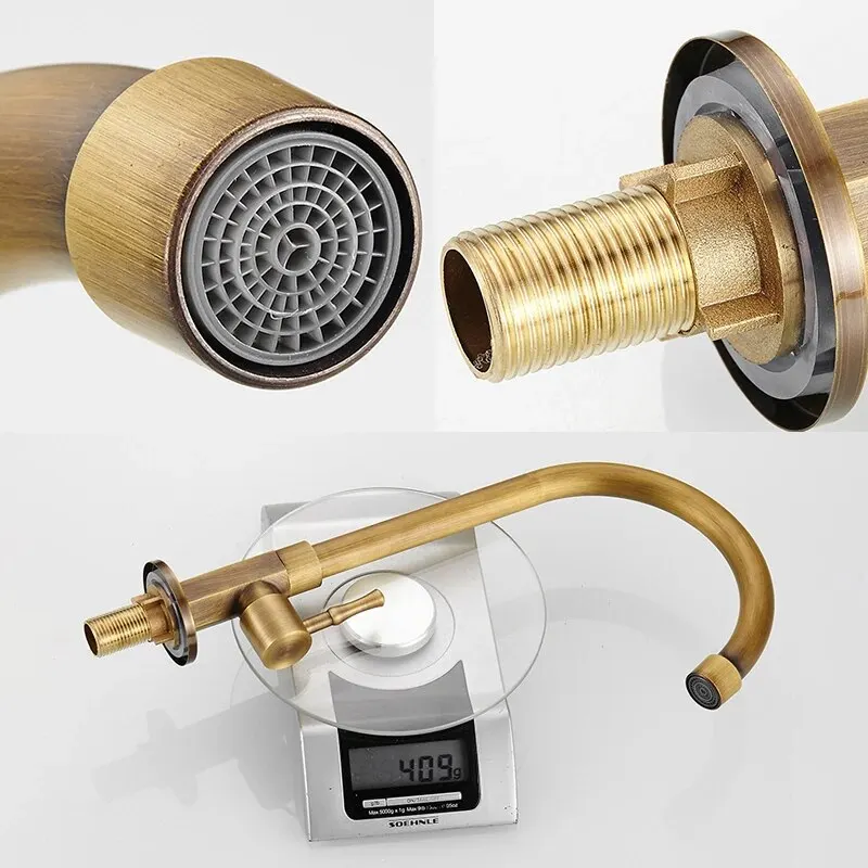 Cold Kitchen Sink Faucet Antique Bronze Finished 360 Degree Single Hole Water Tap Cooper Kitchen Tap ELK12