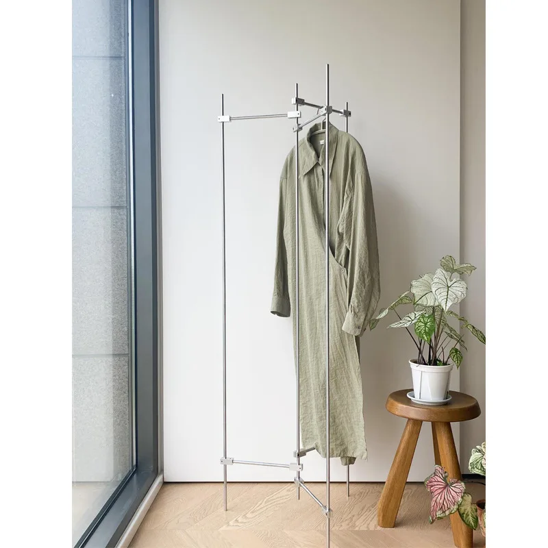 

Nordic living room bedroom household hanger porch clothes storage rack optical axis coat rack floor-to-ceiling stainless steel
