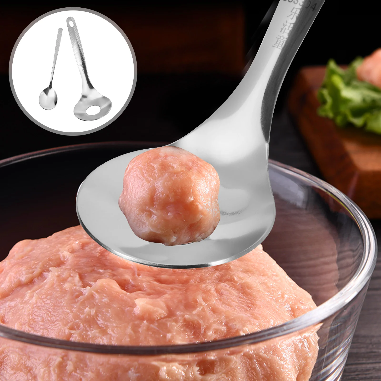 

2 Pcs Meatball Maker Grinder Scoop Strainer Ladle Gadget Household Gadgets Kitchen Utensils Making Spoon Stainless Steel Cake