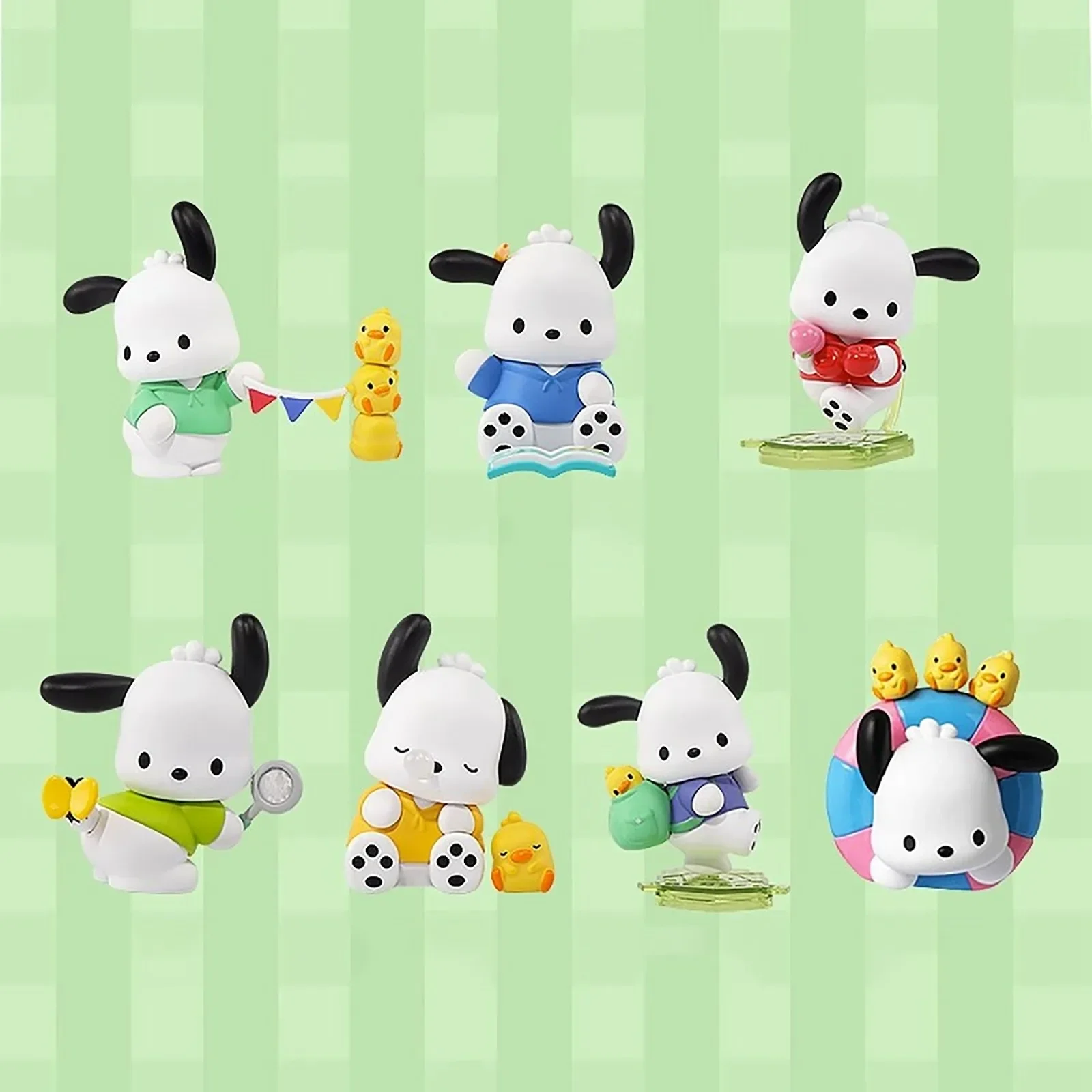 MINISO Genuine Sanrio Pochacco School Is Fun Series Blind Box Super Cute Fashion Toys Action Figurine Office Model Dolls