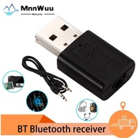 MnnWuu New USB Wireless Bluetooth 5.0 Receiver Adapter 3.5mm USB AUX Audio Mono Music Receiver for car TV headset speakers