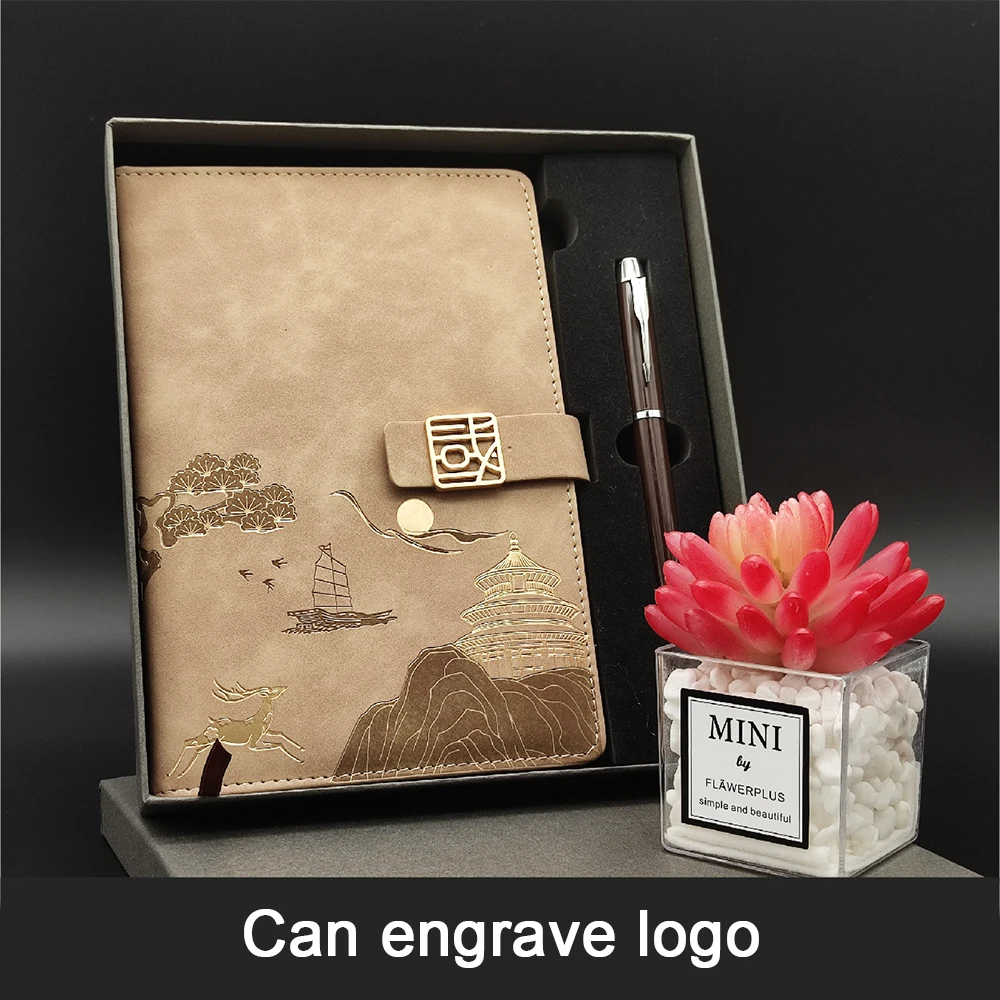 (Can Engrave Logo) A5 Hard Notebook, Business Meeting Record, Student Travel Diary With Buckle, Excerpt Book, Notepad