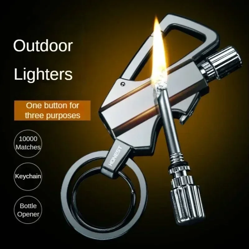 2025 Creative Metal Matching Keychain Kerosene Lighter Torch Cigarette Lighter Windproof Smoking Accessories Cool Gift for Men