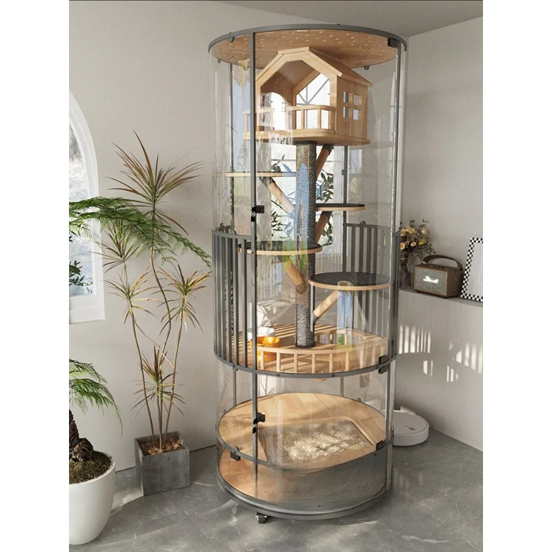 360 ° panoramic villa oversized space luxury cat nest glass room showcase cage with toilet