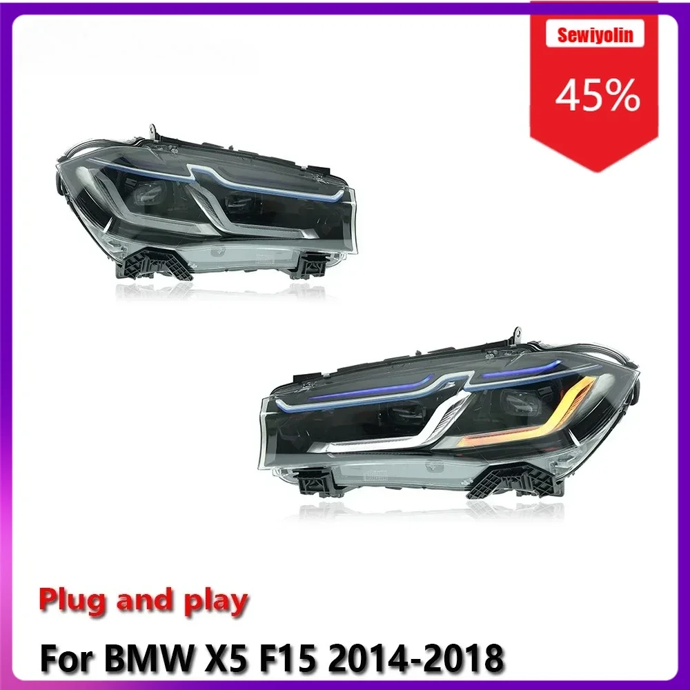 

Sewiyolin Car Led Rear Headlight For BMW X5 F15 2014-2018 Turn Signal Front Lamps DRL Signal Brake Driving Lamps DayLight