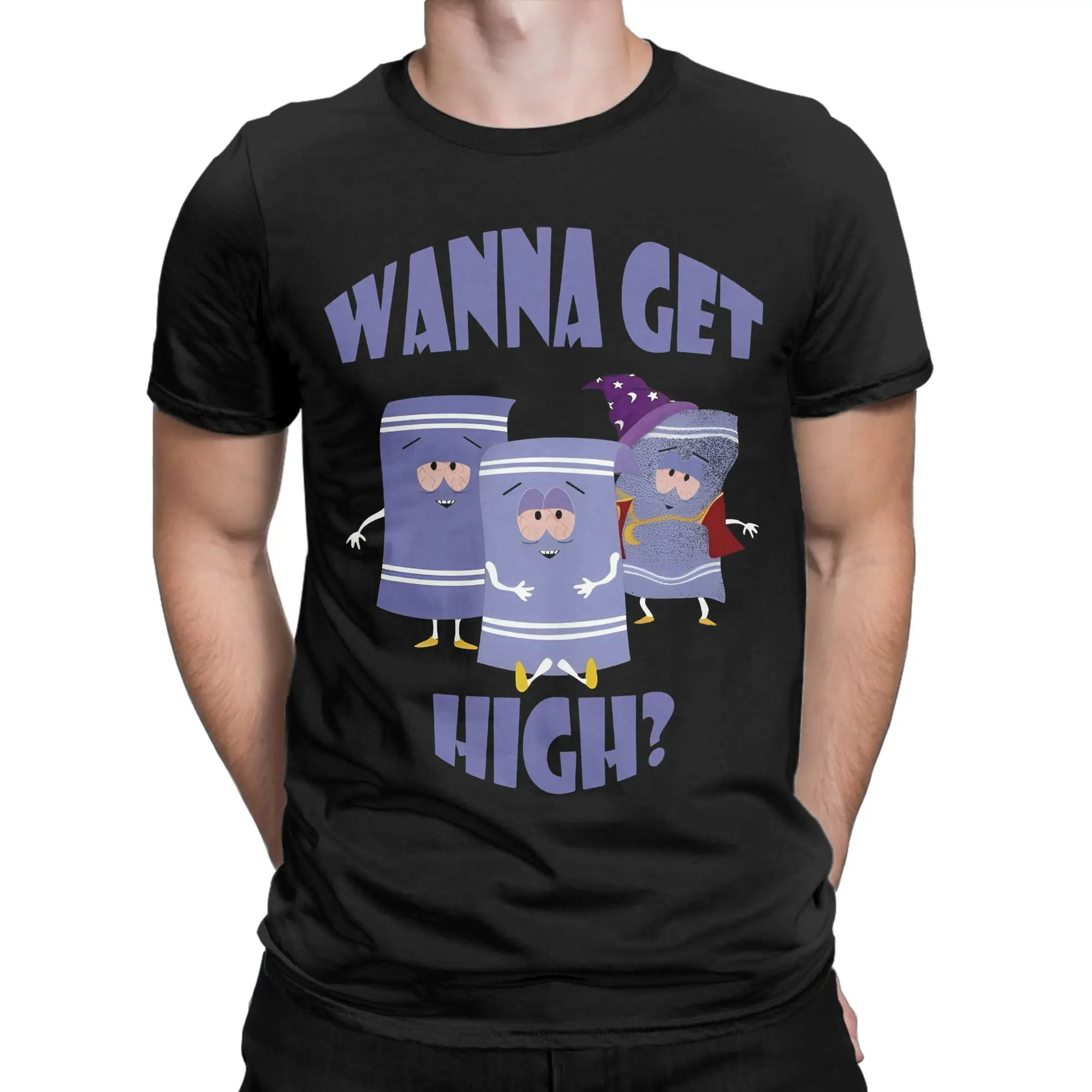 Souths parked Comedy Humorous Merch Men Women T Shirt Pure Cotton Tee Printed Towelie Wanna Get High T-shirt Clothing view 2