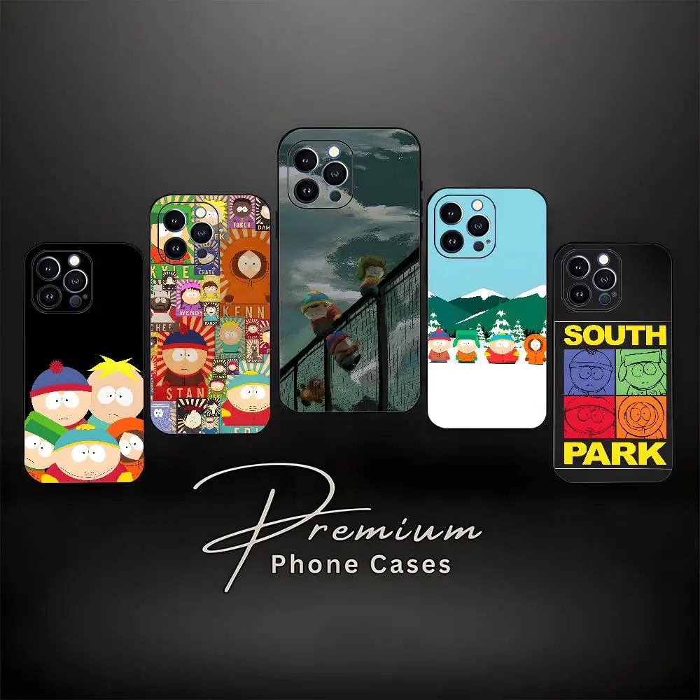 

Cartoon S-South Park Phone Case For iPhone 17,16,15,14,13,12,11 ,Pro Max,XS,X,XR,SE,Mini,8,7,Soft Silicone Black Cover