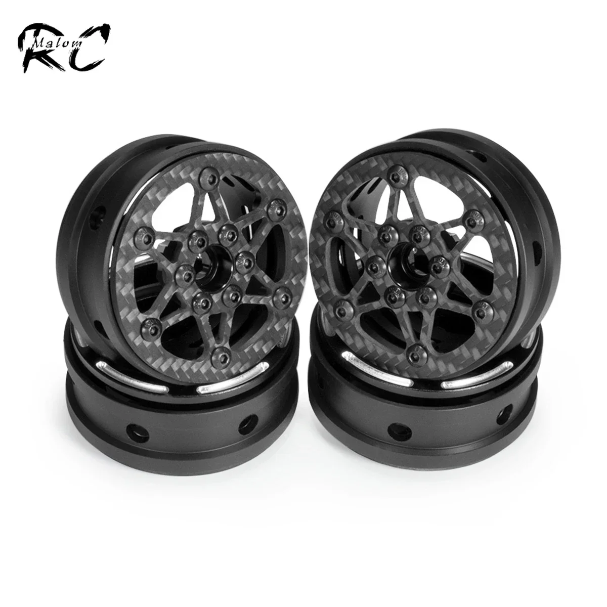 1.9 Carbon Fiber Beadlock Wheels Rim for 1/10 RC Crawler Rock Bouncer Capra SCX10 Element Enduro TF2 Gen8 VS4-10 Gmade R1 YK4102