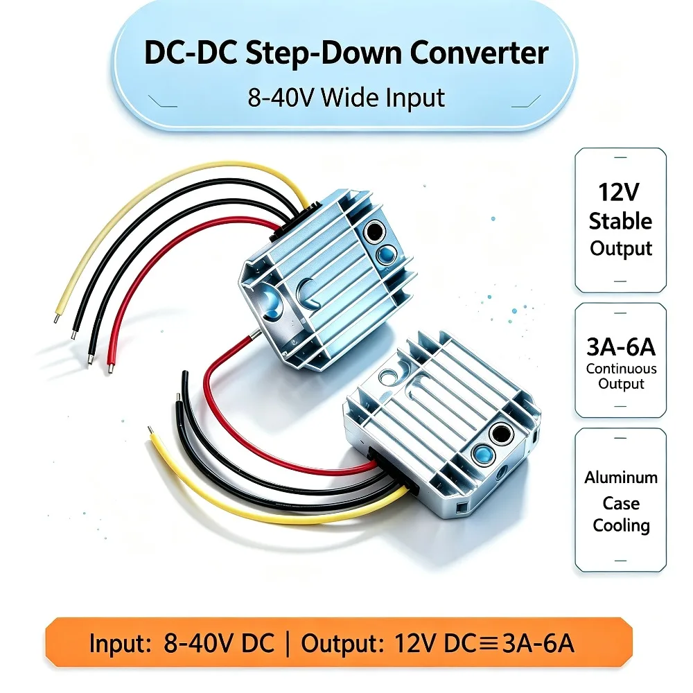 8-40V to12V Boost Buck Module 8-40V to 12V 1A 3A 6A Step Down/Up Voltage Stabilizer Regulator 36W DC-DC Converter for Car Solar